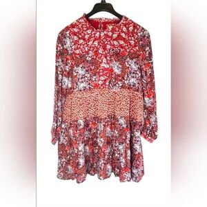 Maeve Anthropologie Esther Tiered Patchwork Dress Size Small Petite